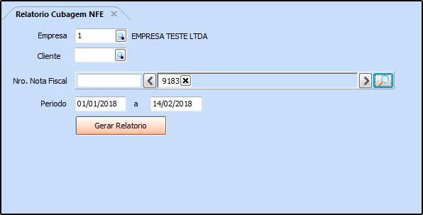 Relatório de NFE Cubagem FS236 Caminho: Relatórios>Fiscal>NFE Cubagem Referência: FS236 Como funciona: O relatório de NFE Cubagem foi desenvolvido com o objetivo de trazer as