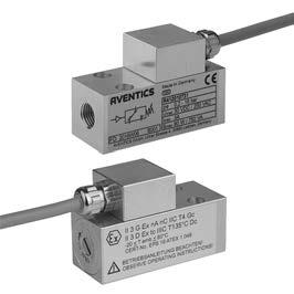 6 Sistema de sensores Sensores de pressão Pressão de comutação: -0,9-6 bar mecânico Conexão elétrica: extremidades de cabos abertas Fole de metal sob carga de mola, regulável com certificação ATEX