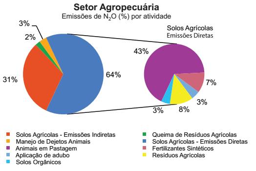 Brasil responsável por 95% das emissões estimadas de N 2 O
