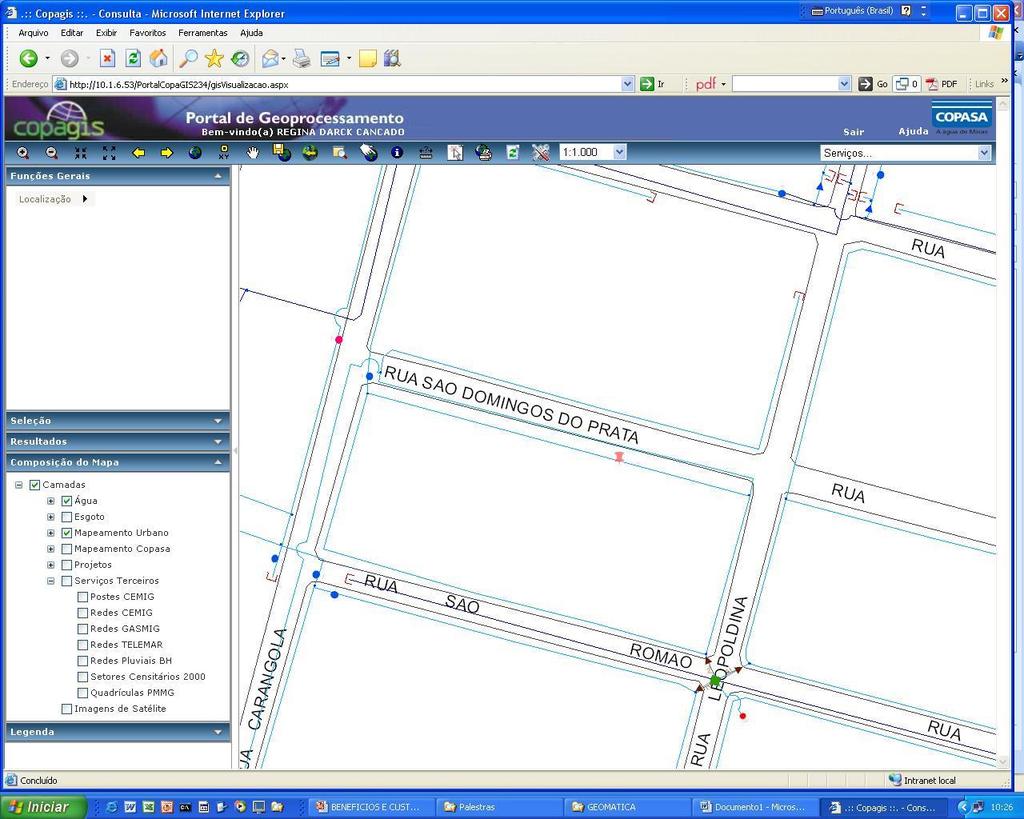 Mapa com as camadas