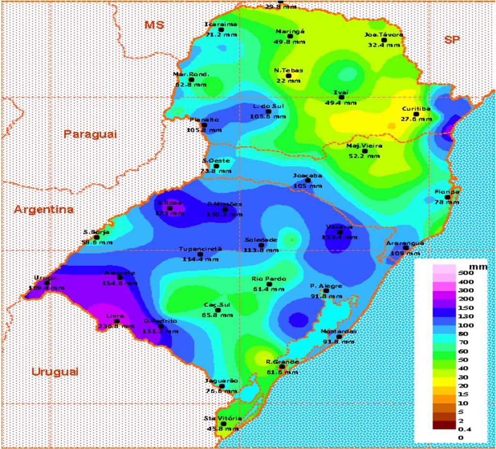 Figura 8 Precipitação Pluvial Registrada em mm, maio de 2018, segundo informações do Instituto