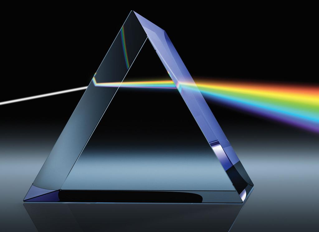 Cores Decomposição da luz por um prisma.
