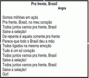 C) A expressão "Pra frente, Brasil" denota confiança, esperança, ânimo em algo que estar por vir.