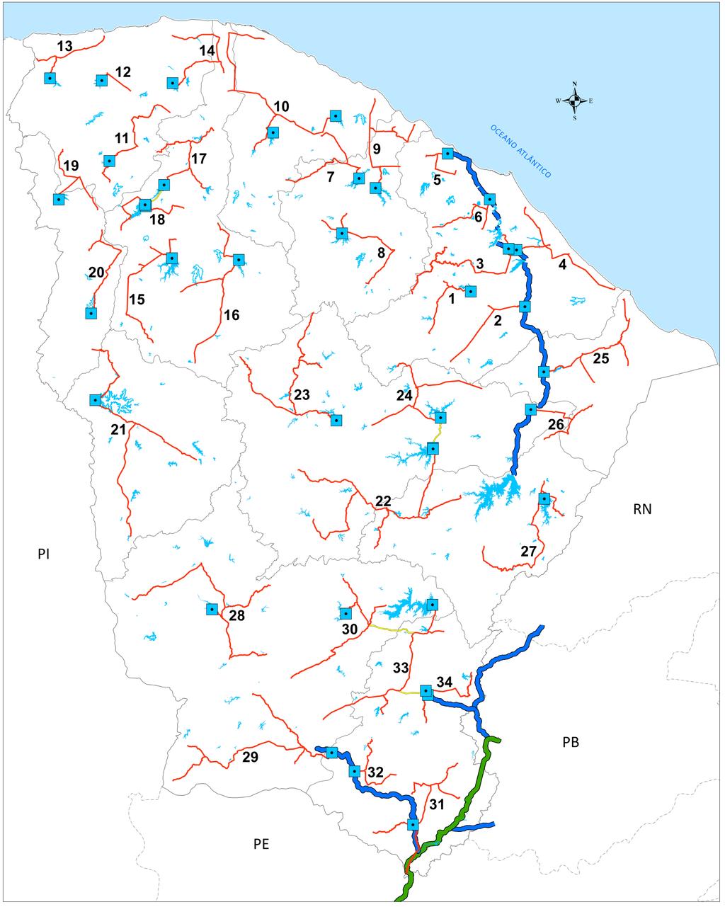 PROJETO MALHA D ÁGUA Aç. Itaúna Aç. Gangorra 34 Sistemas Adutores Planejados com uma ETA em cada um deles; Aç. Angicos 1 Aç. Jaburu I 4.