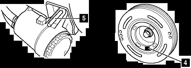 21) Rode o rolo tensor até o ponteiro estar alinhado com a marca (Nº 18) 22) Aperte o parafuso do rolo tensor (Nº