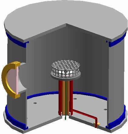 Reator de itretação Gaiola Visor Isolante Amostra Termopar Figura 1: Vista em corte do reator de nitretação iônica, com a adaptação da gaiola catódica.