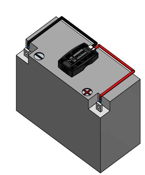 Passo 1 Procedimento: 1. Posicione O módulo Equalizer sobre a Bateria de tal forma a facilitar a conexão entre os seus polos Positivo e Negativo; 2.