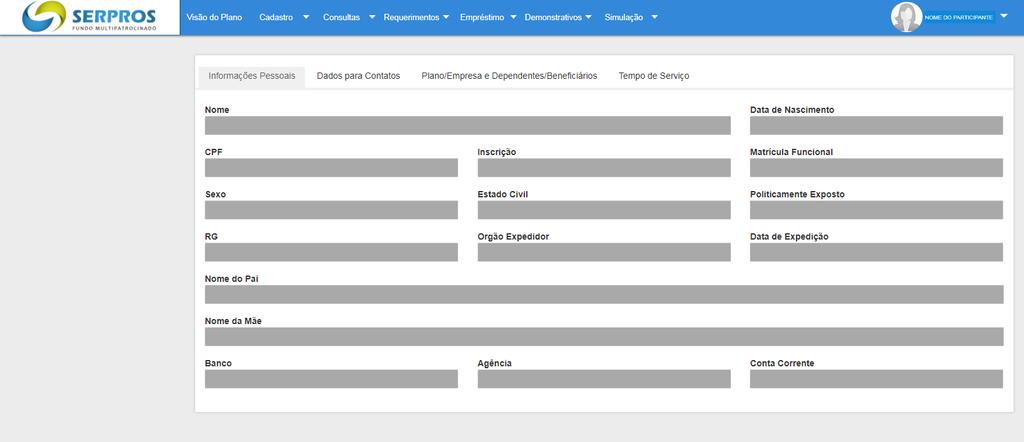 Em Informações Pessoais, mantenha seus dados corretamente preenchidos