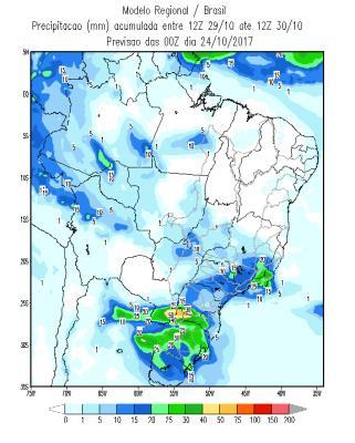 Nas bacias do Uruguai e de Jacuí a chuva será de fraca a