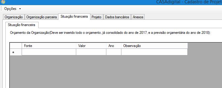 Projeto Verifique que nessa Aba existem várias sub-abas: Projeto, Anexo (onde irá anexar