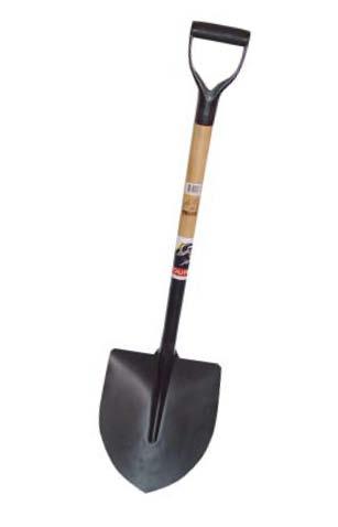 6 Pá metálica de bico preta cabo madeira - punho abs black shovel with point and wooden