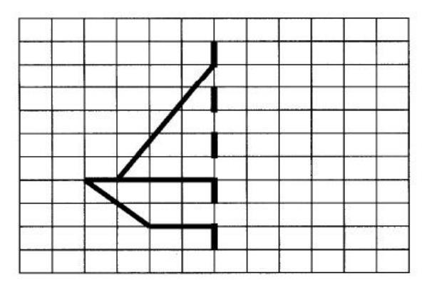 4) A linha tracejada é o eio de simetria do desenho. Complete a outra parte simétrica do desenho. 5) Considere as letras do nosso alfabeto, na forma maiúscula.