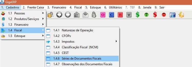 Além da comunicação com o Giga e-doc, precisaremos configurar a Série do documento. Nela estão alguns parâmetros para a geração da nota fiscal de serviço.