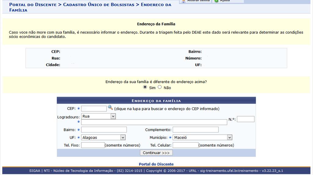 Áreas de Interesse seu preenchimento também é obrigatório e visa subsidiar futuras consultas para o envolvimento do discente em atividades acadêmicas.