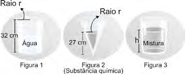 9. Um recipiente, na forma de um cilindro circular reto de raio R e altura cm, está até à metade com água (figura 1).