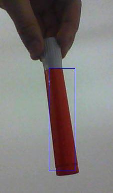 6. Sequência de execução para o reconhecimento de objetos coloridos. A Figura 7 mostra um exemplo de imagem capturada pela webcam e, em tem-se a imagem com elemento reconhecido e rotulado (cor alvo).