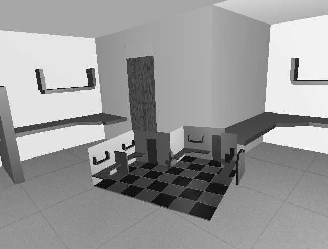Técnicas de Navegação 3D Usando o Cubo de Distâncias 33 Figura 2.5: Visualização da versão em miniatura (centro da figura) de um cenário virtual [26].