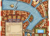 A Cidade de Veneza - um novo espaço de ação Prepare o jogo do modo normal, mas com as seguintes mudanças: 1 Posicione o tabuleiro de Veneza alinhado à esquerda do tabuleiro do jogo básico.