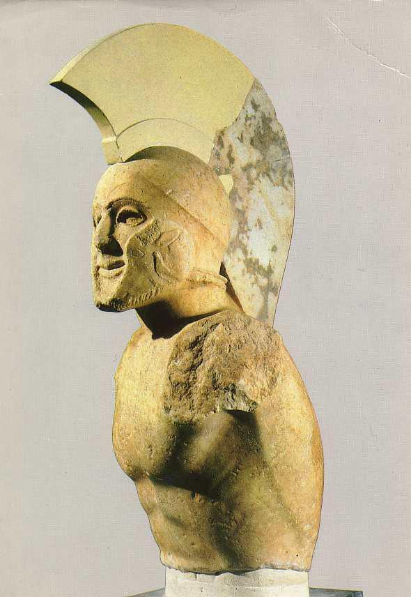 Hoplita com capacete de Esparta, talvez Leônidas.