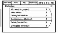 Introdução 13 Funções da página inicial Quando o veículo está a circular várias funções estão desactivadas. Pressione a tecla do ecrã para Em reprodução para exibir a página da fonte activa.