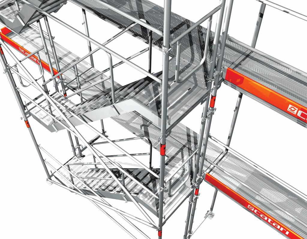 Dependendo do trabalho em particular e da quantidade de material a ser transportado para cima, pode-se escolher entre: escadas de acesso interior (plataformas com alçapão