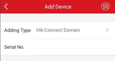 Adicionar manualmente Pode adicionar o dispositivo manualmente, utilizando o domínio Hik-Connect.