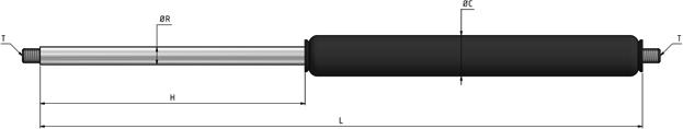 mortecedores a ás mortecedor a ás ço (Haste do pistão: cromo-chapeado, cilindro: pulverizador preto revestido) Ø Haste (R) Ø ilindro () Linha omprimento 04 12 12 mm 92 mm M3,5 x 5 mm 10 180N 04 12 12