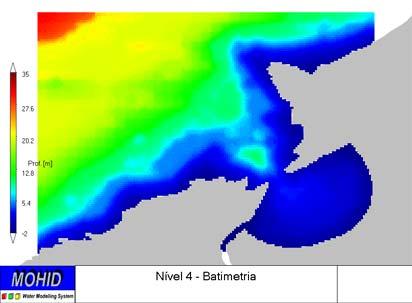 4.1 Sistema de modelação O conjunto de modelos implementados inclui um sistema de modelos encaixados baseado no sistema MOHID para a simulação dos processos de hidrodinâmica e de dispersão