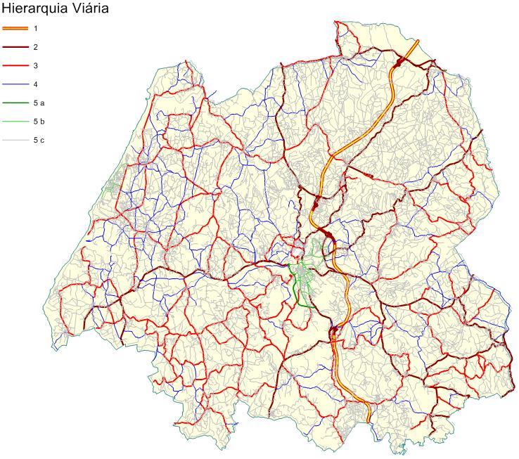 Fonte: TIS, Modelo de tráfego do concelho de Torres Vedras Figura 87 Classificação da rede rodoviária por nível hierárquico A rede de 1º Nível que serve o concelho de Torres Vedras é definida pelo