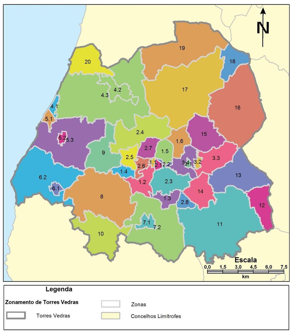 Figura 1 Zonamento adotado no concelho de Torres Vedras 2.