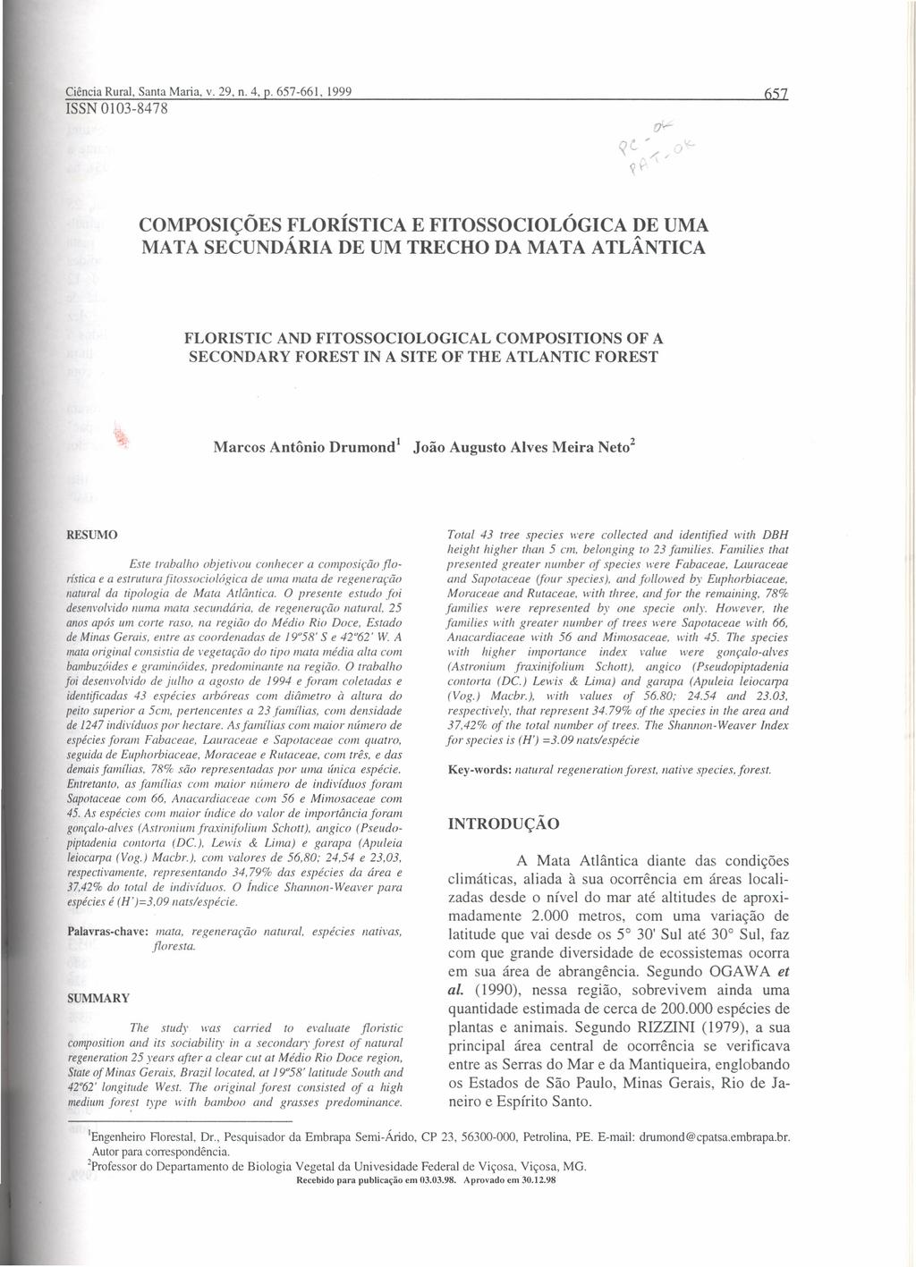 Ciência Rural, Santa Maria, v. 29, n. 4, p. 657-661,1999 ISSN 0103-8478 657 l.
