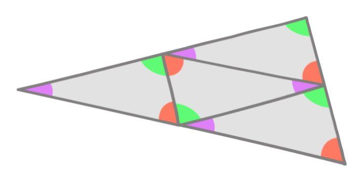 Discussão Na confecção do desafio, é importante que todas as quatro peças menores sejam da mesma cor em ambos os lados, pois, para resolver a segunda parte, é necessário refletir três peças