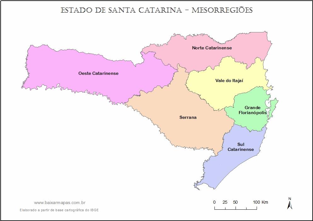 Figura 1: Mesorregiões do Estado de Santa Catarina Fonte: http://www.baixarmapas.com.br/mapa-de-santa-catarina-mesorregioes A mesorregião do Vale do Itajaí possui mais de 1.500.