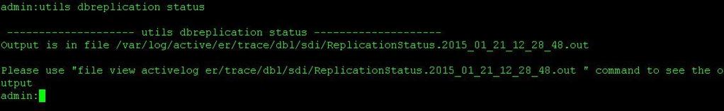 verifique a replicação de base de dados do CLI do preliminar usando o estado do dbreplication dos utils do comando.