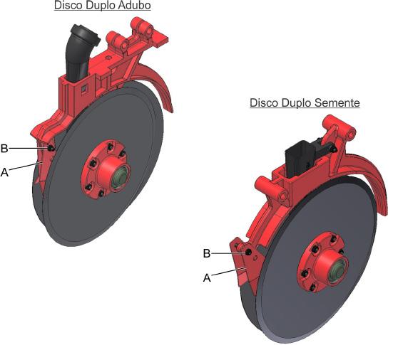 46 PANTHER SM Limpador Interno dos Discos Realize periodicamente a regulagem dos limpadores (A) (fig. 33) dos discos duplos de adubo e semente defasados.