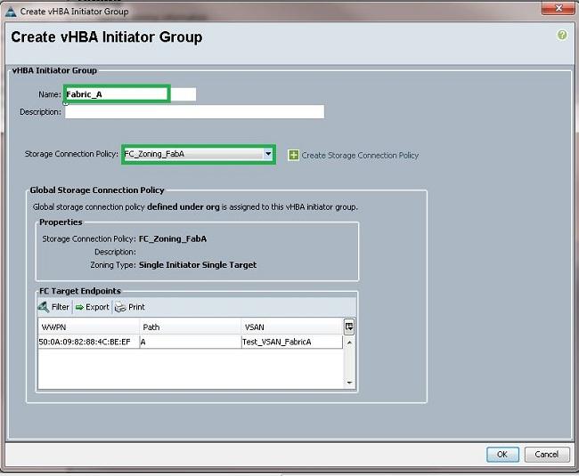 barramento do host (vhbas), e certifique-se de que você os coloca no VSAN correto para a Conectividade do armazenamento. Este exemplo usa VSAN 600. Clique em Next. 6. Na seção do Zoneamento (que é nova no 2.