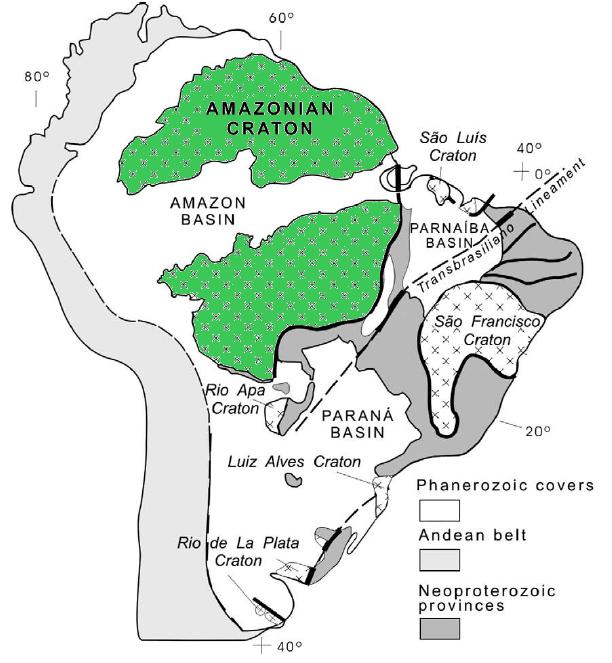ASPECTOS GEOLÓGICOS O Cráton Amazônico, uma das maiores áreas cratônica do mundo. Área de aproximadamente 430.000 km 2.