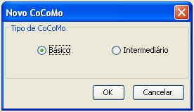 5.10.1. CoCoMo Básico Depois de selecionada a opção anterior será mostrado a tela a seguir.