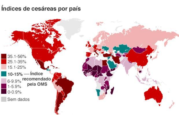 Taxa de cesárea no Brasil -> 53,7% Esse número