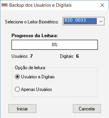 Biometrico > Backup > Usuários e Digitais. 2.