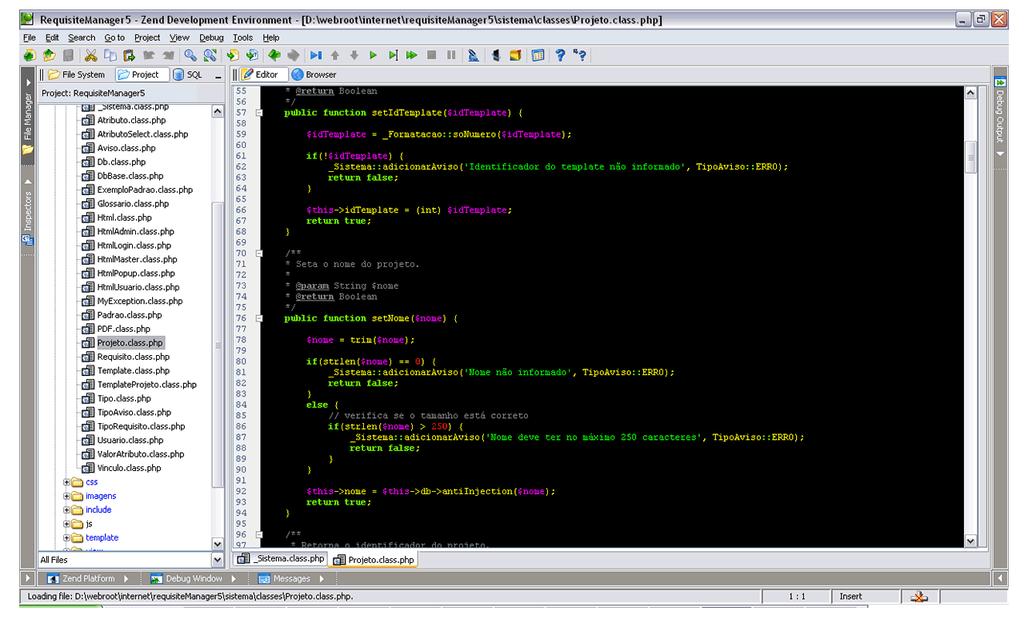 54 Figura 20 Ambiente de desenvolvimento ZEND b) linguagem PHP: linguagem de programação interpretada conhecida em desenvolvimento web; c) MySQL: SGBD gratuito utilizado para gerenciar o banco de