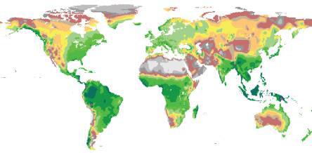 Capítulo 2 - A Construção em terra Figura 5: Mapa mundial dos níveis de pluviosidade (Manuel et al., 2012).