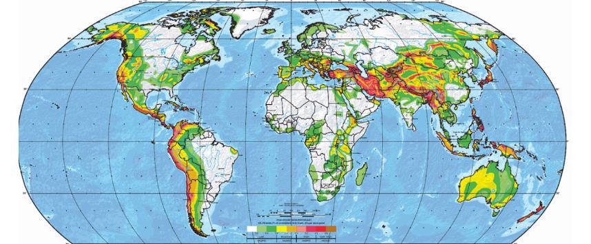 Capítulo 2 - A Construção em terra Figura 16: Mapa da atividade sísmica a nível mundial (Manuel et al., 2012).