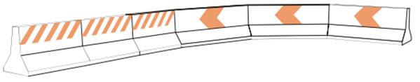 Figura 167 - Exemplo de Barreira de Pré-moldado Móvel Barreira com Defensa Metálica Sistema de proteção contínuo, dimensionado a absorver ao máximo a energia cinética dos veículos que com ela colidam.