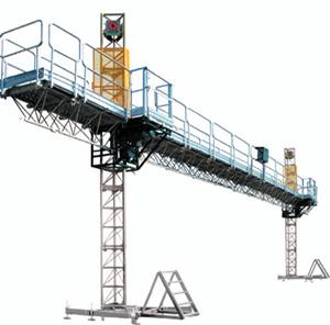 Plataforma de Trabalho de Cremalheira para uso em Fachadas As plataformas de trabalho de cremalheira são utilizadas para a execução ou manutenção de fachadas.