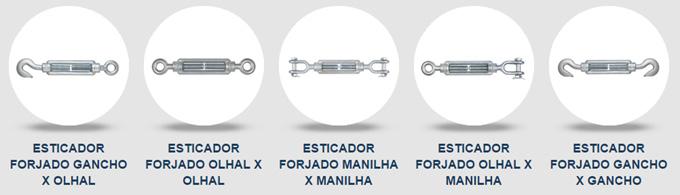 Acessórios Esticadores Os esticadores são acessórios utilizados para tensionar cabos de aço e cordoalhas nos processos de fixação, amarração e