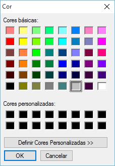 paleta de cores: Clique sobre a cor desejada e clique em OK para alterar a cor, ou em Cancelar para cancelar a ação.