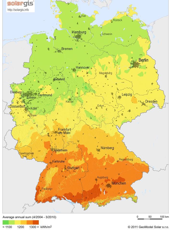 irradiação solar do que o melhor da Alemanha;
