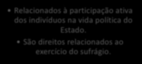 Aspectos Gerais DIREITOS POLÍTICOS Ø São aqueles que garantem a participação do povo na condução da vida política nacional.