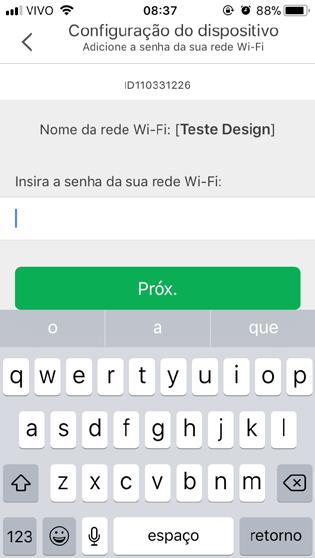 9 Digite a senha de seu Wi-Fi e clique em Próx.